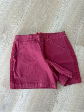 SPANX Rose-Pink High-Rise Bermuda Shorts with Front Pockets